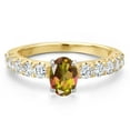 thumbnail image 3 of Gem Stone King 14K Two Tone Gold Mango Mystic Topaz and Lab Grown Diamond Engagement Ring for Women | 1.85 Cttw | Oval 7X5MM | Gemstone November Birthstone | Size 5, 3 of 6
