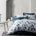 thumbnail image 1 of Long-Staple Cotton Duvet Cover Set Light Navy Ginkgo Leaf Pattern Printed, 1 of 7