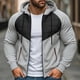 thumbnail image 1 of Dolkfu Chaquetas con capucha de parcheo estilo masculino con cremallera, en bloque de colores, casuales, de manga larga, con bolsillos. M, 1 of 8