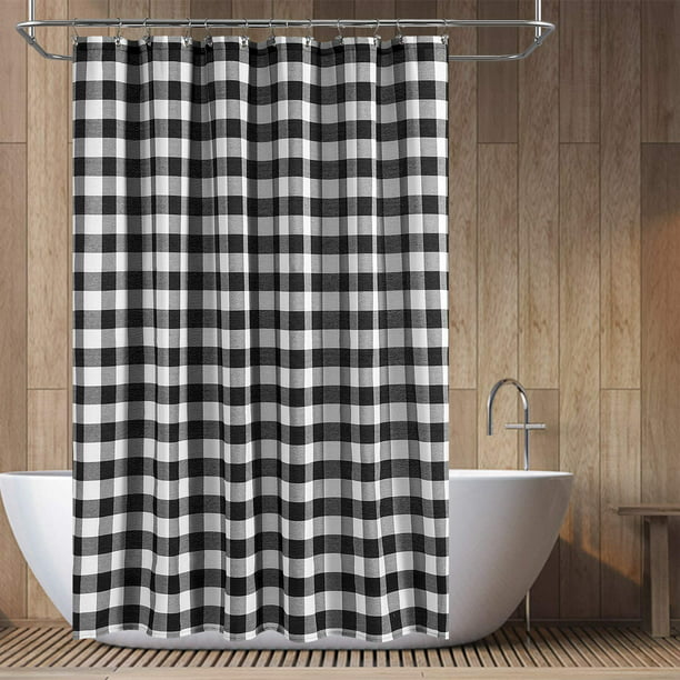 Long Buffalo Check Shower Curtain, Classic Check Shower Curtain Grays