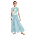 thumbnail image 1 of Moggemol Robe de Danse Sans Manches pour Filles Robe de Danse Contemporaine Fendue Longue Jupe Bleu Clair 6, 1 of 4