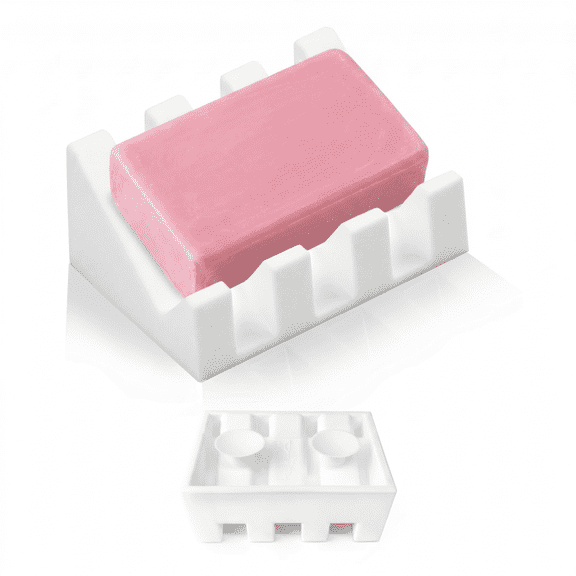Silicone Soap Dish, Self-Draining Soap Holder for Bathroom/Kitchen Counter, Easy to Clean, White - 1 Pack