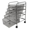 thumbnail image 3 of Rolling File Cabinet with 5 Drawers, Craft Cart Organizer with Wheels, Slim Storage for Makeup, Kitchen, Utilities, Office Supplies, and Tools (SILVER MESH), 3 of 22