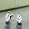 thumbnail image 2 of Gem Stone King 14K White Gold White Moissanite and White Diamond Earrings for Women (1.81 Cttw, Gemstone Birthstone, Oval 7X5MM), 2 of 3