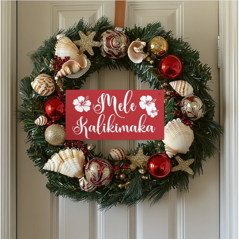 Mele Kalikimaka Red Christmas Holiday Sign Hawaiian Vacation 10x5