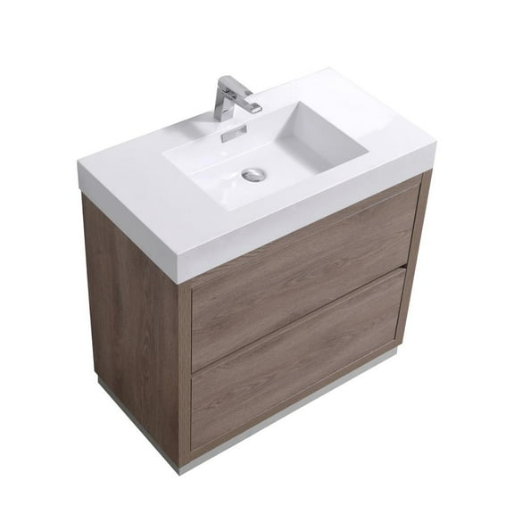Kubebath Bliss 40" Butternut Free Standing Modern Bathroom Vanity