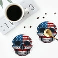 thumbnail image 4 of Disketp American Flag Skull Funny Coasters,4 Pcs Leather Coasters with Holder, Perfect Housewarming Hostess Gifts,Protect Furniture from Water Marks Scratch and Damage-Round Shape, 4 of 6
