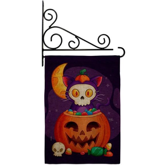 Breeze Decor GS120261-DB-03 Sneaky Cat Falltime Halloween 13 x 18.5. in. Double-Sided Decorative Vertical House Garden Flag Set for Decoration Banner Yard Gift