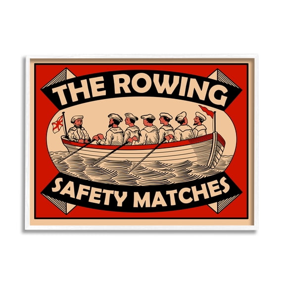 Stupell Industries The Rowing Team Safety Matches Vintage Nautical Sport, 24 x 30, Designed by Mark Rogan