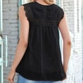 thumbnail image 4 of Tank Tops for Women Plus Size Chiffon Sleeveless Lace Ruffles Hollow Plush Ball Tank Shirt Black XL, 4 of 4