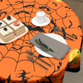 thumbnail image 2 of Halloween Tablecloth Spider Web Halloween Round Tablecloth 60 Inch Orange and Black Table Cloth for Farmhouse Kitchen Decor Polyester Fabric Holiday Table Cover for Party Outdoor Camping, 2 of 6