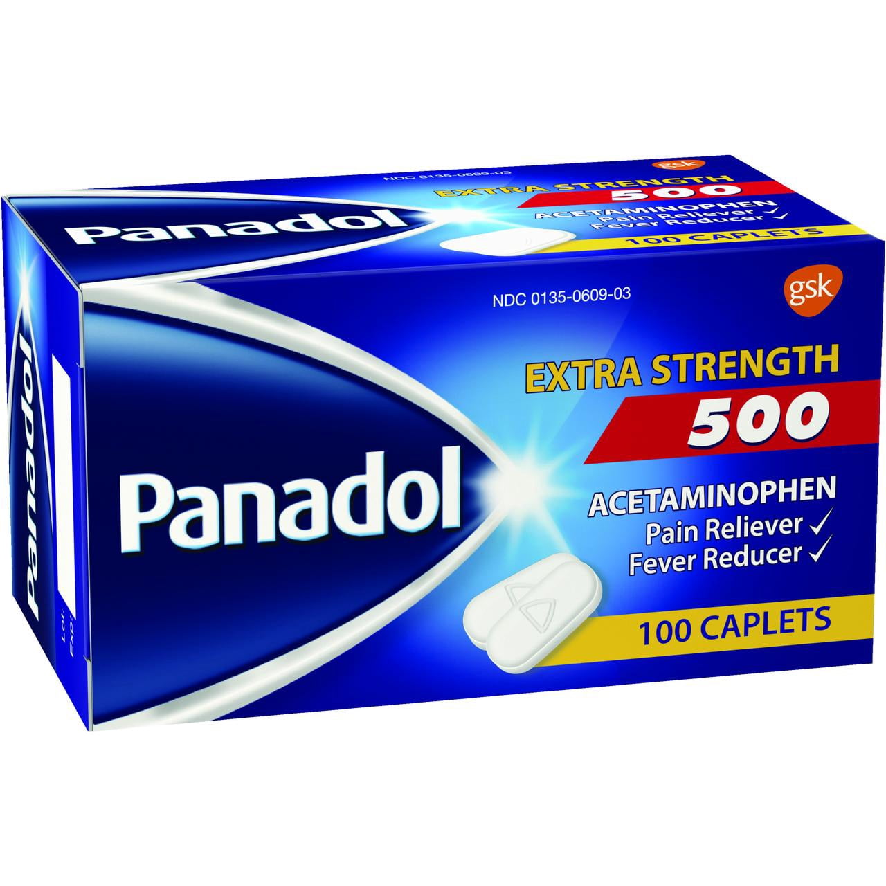 (2 pack) Panadol Extra Strength for Tough Pain Treatment, Migraine, Toothache, Menstrual Pain, 100 Caplets