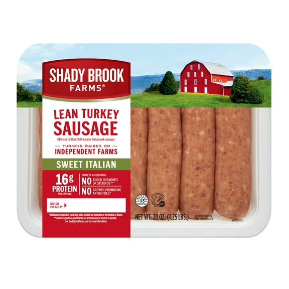 Shady Brook Farms® Sweet Italian Turkey Sausage 6 Count Tray, Fresh, Gluten-Free, 1.25 lbs.