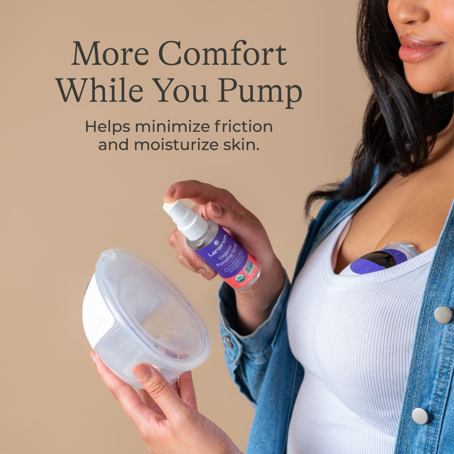 Lansinoh Organic Pumping Spray, Flange Lubricant for Breast Pump, Breastfeeding & Pumping Essentials for Sore Nipples, 2 fl oz