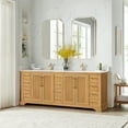 thumbnail image 3 of Tokyo 84" Double Bath Vanity in Oak Natural Brown with White Quartz Stone Top, 3 of 16