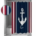 thumbnail image 4 of Navy Blue Red Stripe Waterproof Fabric Shower Curtain, Coastal Nautical Anchor Farmhouse Shower Curtain for Bathroom Curtains Bathtubs Hotel Washable Shower Curtains with 12 Hooks Small 36x72in, 4 of 6