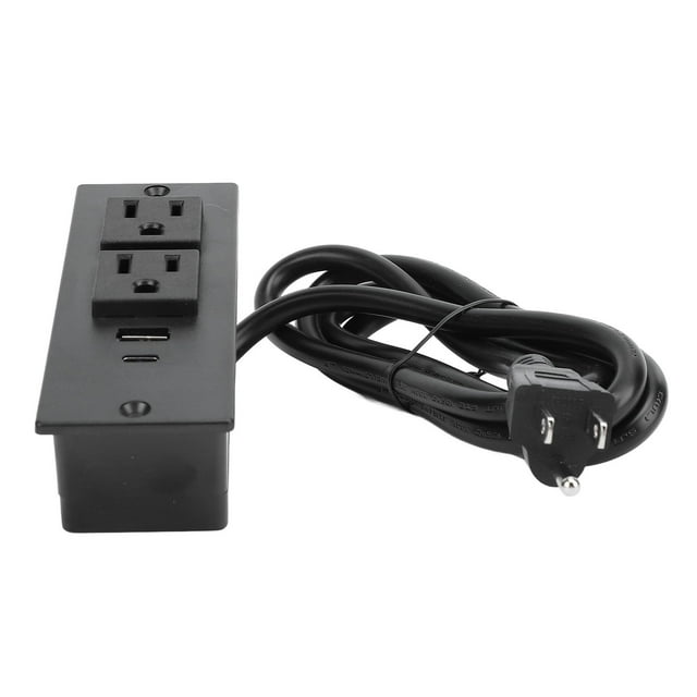 Fast Charging USB C and USB A Ports Conference Recessed Power Strip Protection Socket with Outlet PD 20W Fast Charging 2 USB Ports 1.5m Cord US Plug 125
