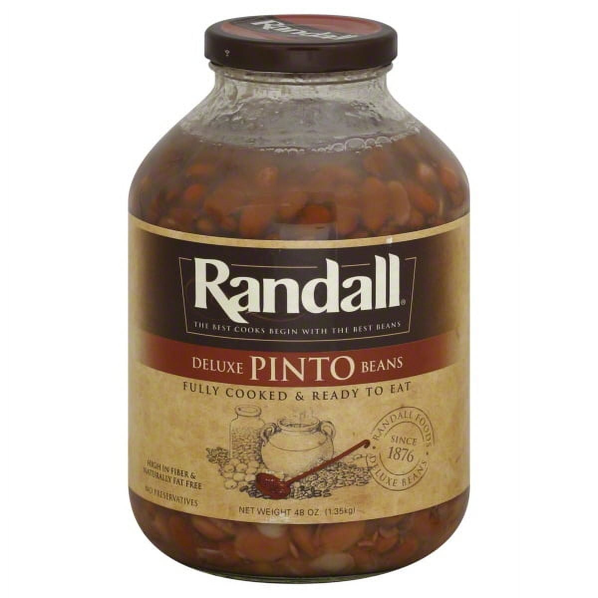 (3 pack) Randall Deluxe Pinto Beans, 48 oz Glass Jar – Fully Cooked, Family Size (No Spice)