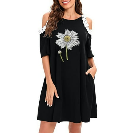 

AXXD Semi formal Dresses for Women Bohemian Slim Short Sleeve Round-Neck Knee-High Camisole Wedding Dress(Available in Plus Size)