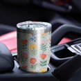 thumbnail image 5 of 30oz Pioneer Flower Floral Print Pattern Tumbler, Double Wall Vacuum Insulated Cup, BPA-Free Leak Proof Lid & Reusable Straws, Hot 12h, Cold 34h, 5 of 6