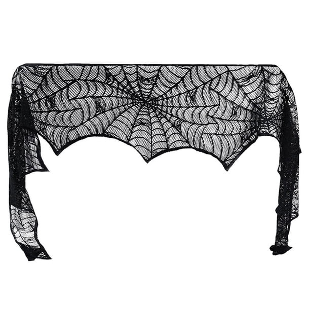 Billuyoard Decoración de Halloween exquisita chimenea manto ligero portátil negro resistente al desgaste bufanda cubierta suministros festivos Kits de decoración para fiestas Negro 90x244cm