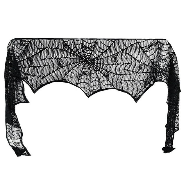 QualitChoice Halloween Décoration Cheminée Manteau Léger Résistant à l'Usure Écharpe Couverture Noir 90x244cm 1Set