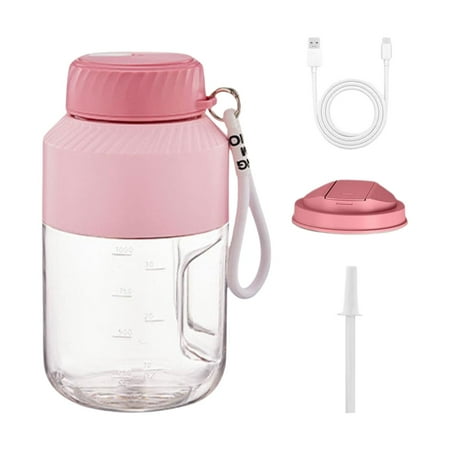 WeiLaiKeQi Portable Blender 1000ml Multifunctional for Shakes and Smoothies Travel Home Pink Double Lid