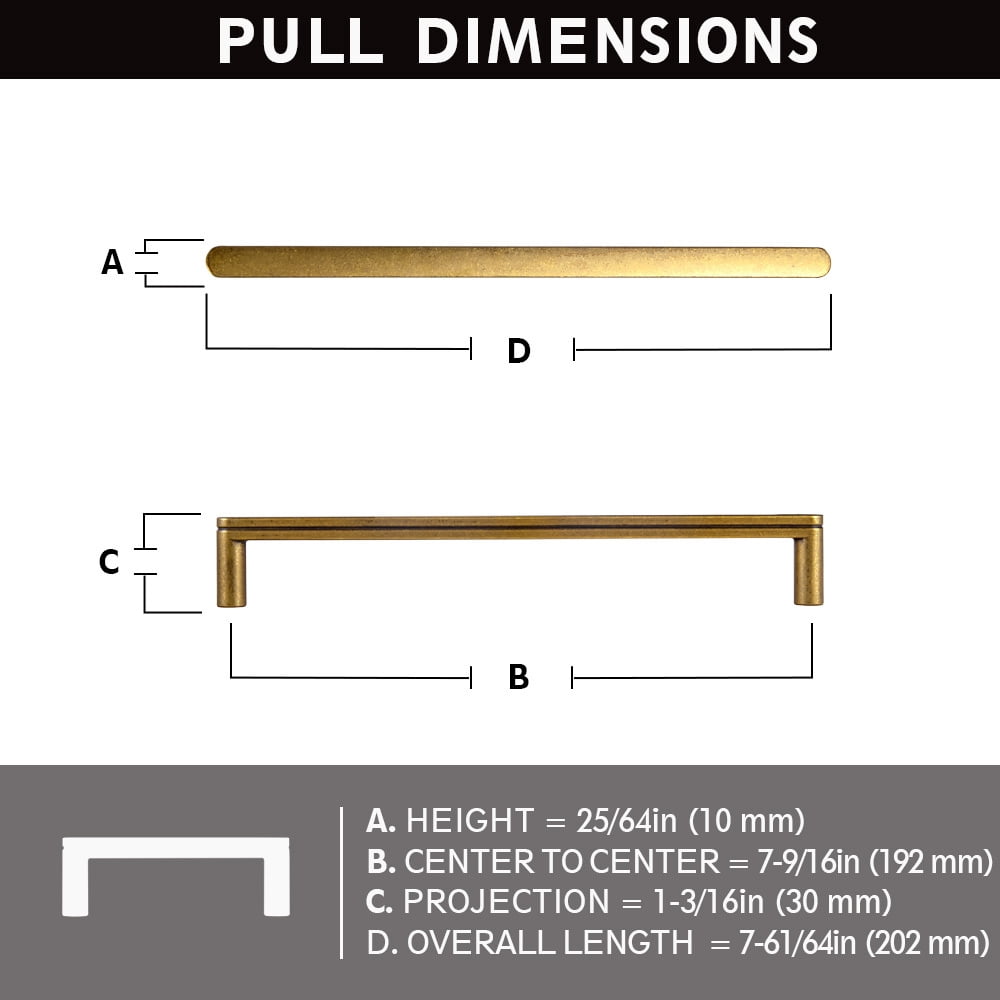Goo-Ki 7 6/19" Center to Center Antique Brass Kitchen Cabinet Pulls, Vintage Drawer Handles Closet Classic Retro Kitchen Hardware for Bedroom(6 Pack)
