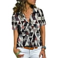 thumbnail image 1 of Avamo Ladies Loose Lapel Neck Shirts Short Sleeve Casual Tops Women Geometric Print Party Tunic Shirt, 1 of 2