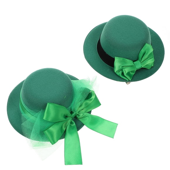 MasteelfCA 2Pcs St. Patrick's Day Hairpin Green Bownot Hairpins Small Hat Headwears