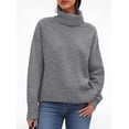 thumbnail image 2 of Suéter PRETTYGARDEN Cuello Alto Ajuste Holgado Tejido Grueso Gris M, 2 of 5