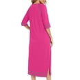 thumbnail image 4 of Tii.MM Women's Zip up Nightgown Housecoat Soft Comfy 3/4 Sleeve Pajama Midi Dress Sleepwear Causal Loungewear with Pockets, 4 of 6