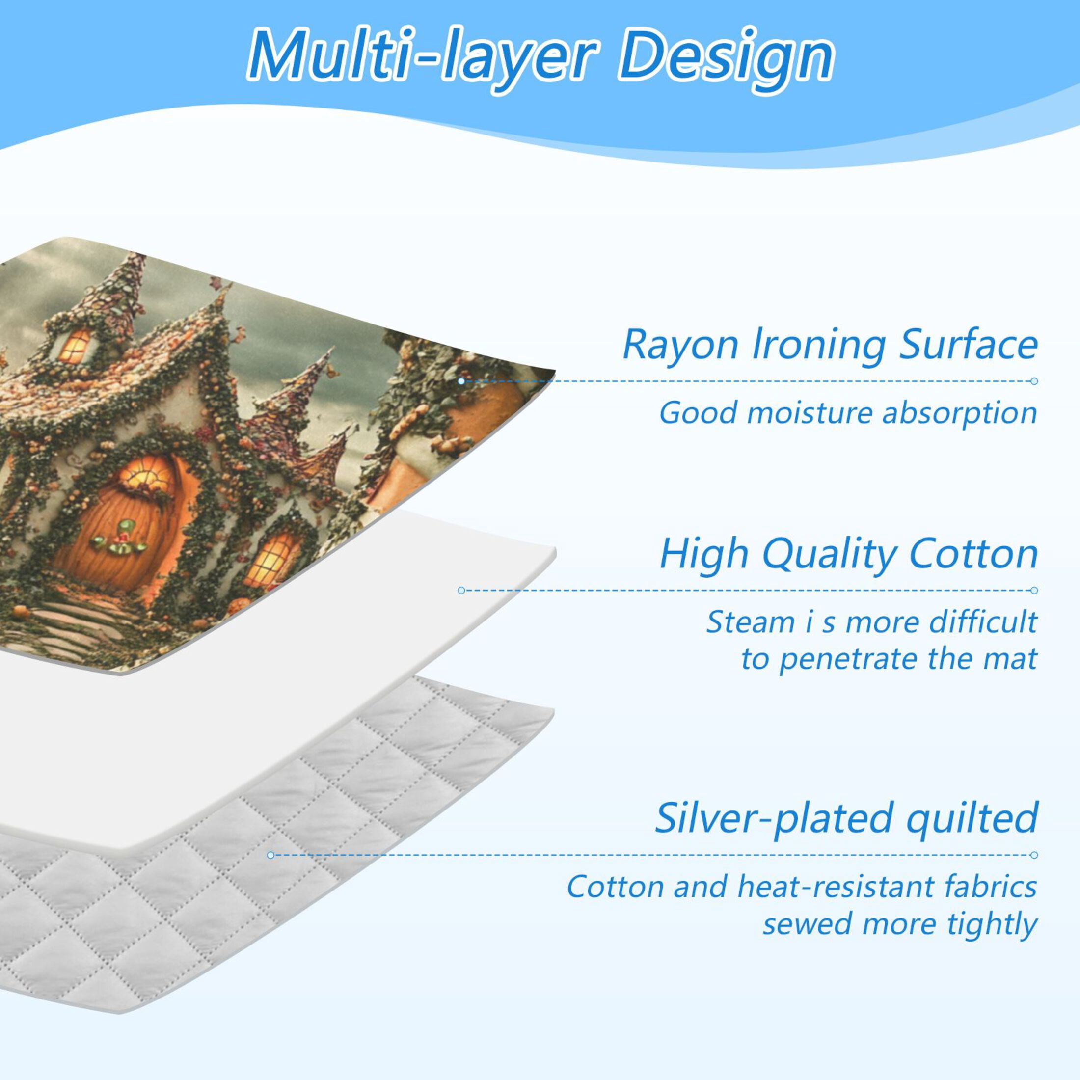 Fairy Tale Cottage and Candy Arch Ironing Mat Blanket for Table Top Travel Portable Ironing Board Pad 47.2x27.6 Inch