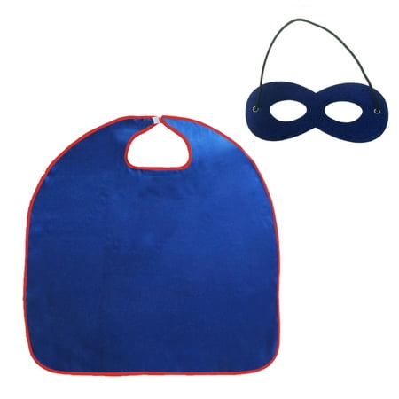 Muka Adult & Kid Superhero Capes with Felt Mask Set For Halloween Costume-Blue-43.3in x 27.6in