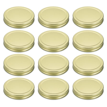 12pcs Mason Jar Lids 3.39" Tinplate Leak-proof Mason Canning Covers, Gold