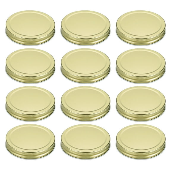 12pcs Mason Jar Lids 3.39" Tinplate Leak-proof Mason Canning Covers, Gold