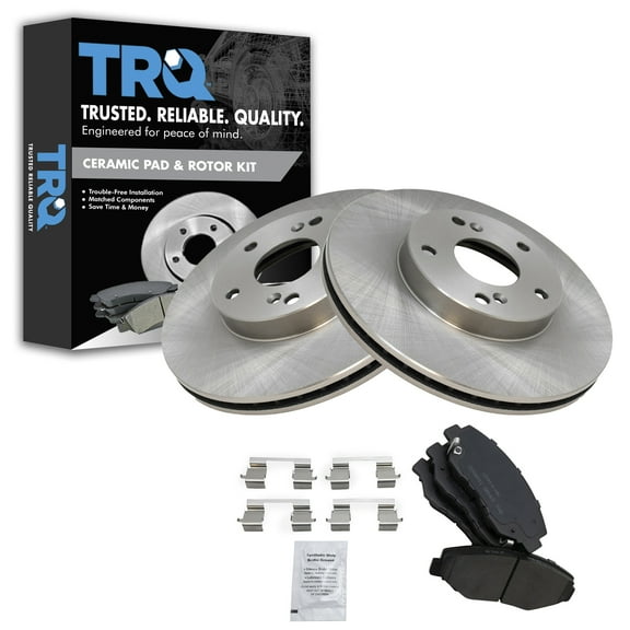 TRQ Front Brake Pad & Rotor Kit Brake Pads Brake Rotor Ceramic Fits Select 2014-2015 Acura ILX 2003-2012 Honda Accord 2013-2019 Civic 2003-2011 Element 2013-2014 Fit