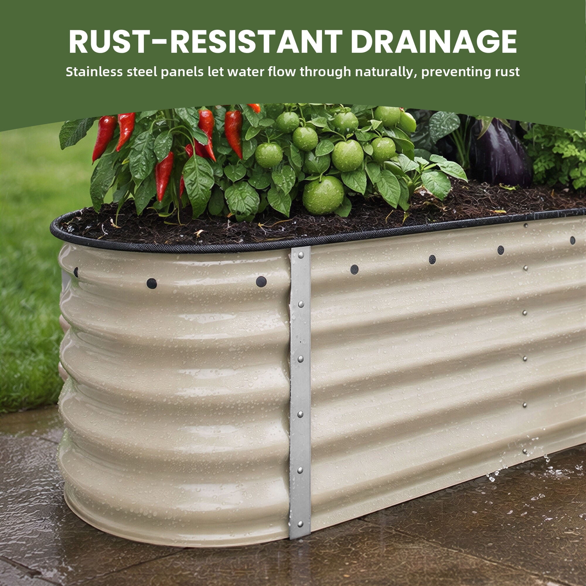 Uforic 6.2ft x 2ft Outdoor Raised Garden Bed Kits,6 in 1 Large Galvanized Metal Patio Planter Box with Safety Rubber & Gloves, for Vegetables Flowers,White