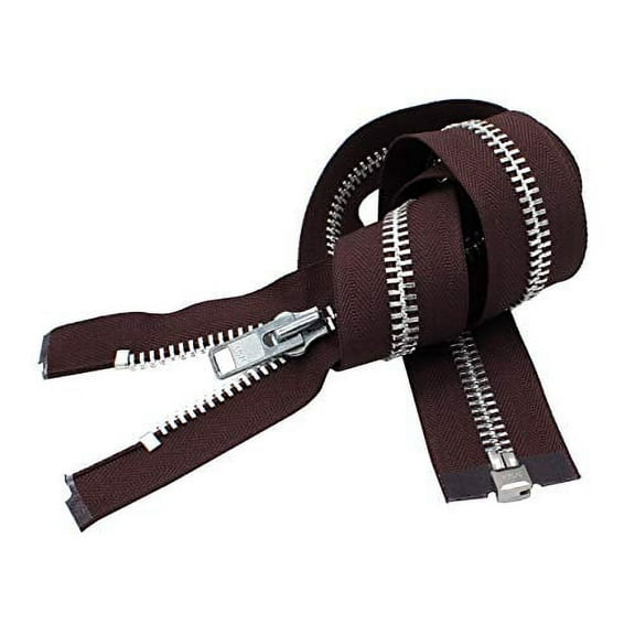 YKK #10 10 Inch to 36 Inch Aluminum Separating Jacket Zipper Extra Heavy Duty Metal Zippers for Sewing Coats Crafts (Brown - 570, 18 Inches)