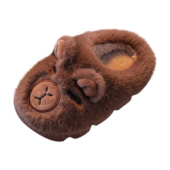 Floleo Kids' Cute Bear Fleece Slippers Toddlers Warm Lined House Shoes Boys Girls Non-Slip Indoor Slippers Cozy Fall Winter Home Footwear(Coffee,2.5-3 Years)