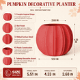 thumbnail image 2 of Red Pumpkin Shaped Plastic Planter for Fall Tabletop Halloween and Thanksgiving Decor, 2 of 7