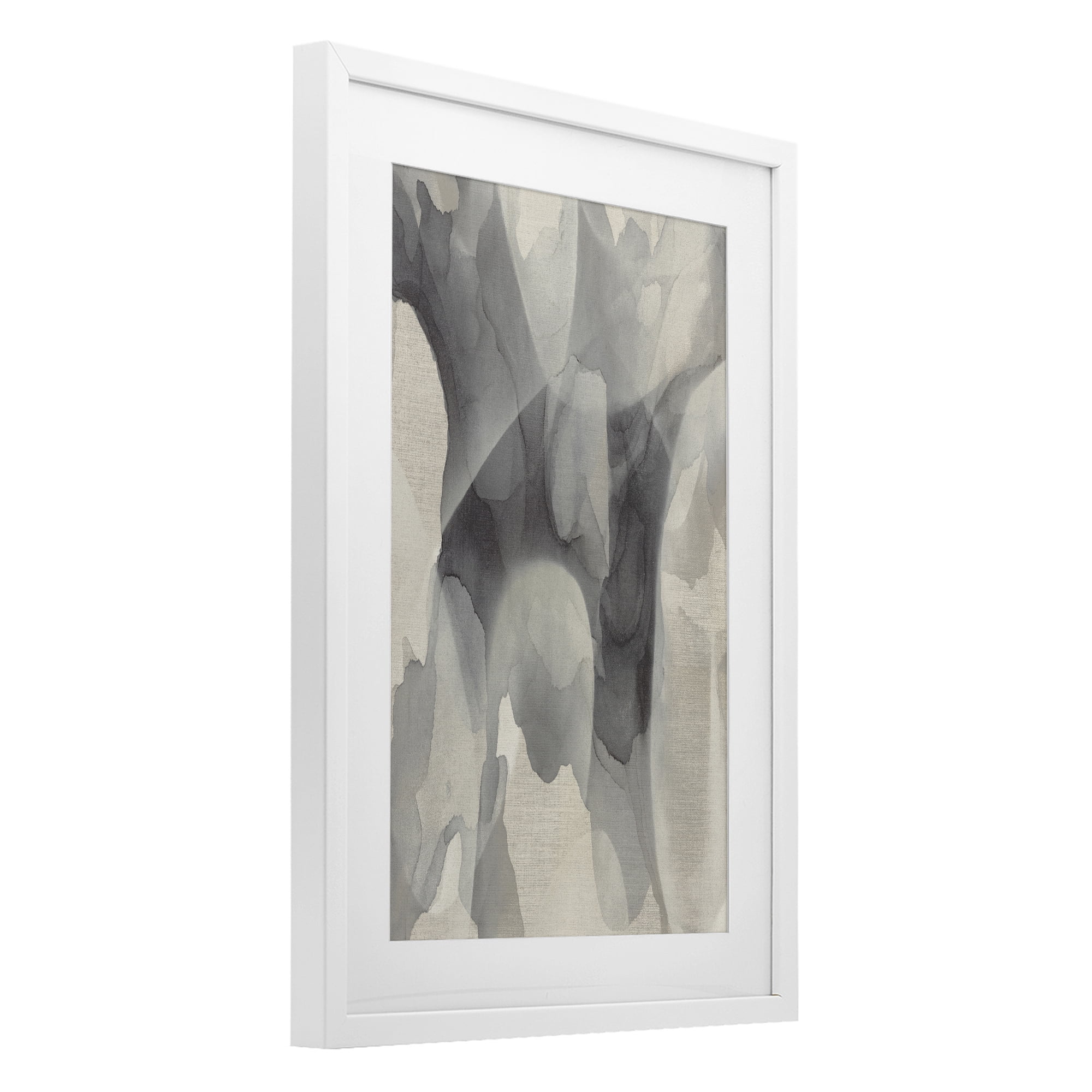 Stupell Industries Monochrome Watery Drips White Framed Print Under Glass, design by Kippi Leonard