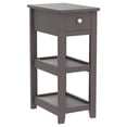 thumbnail image 4 of End Table 3 Tier, Narrow Nightstand with Drawer & Shelves, Wood Accent Side Table for Living Room Bedroom Office, Brown, 4 of 9