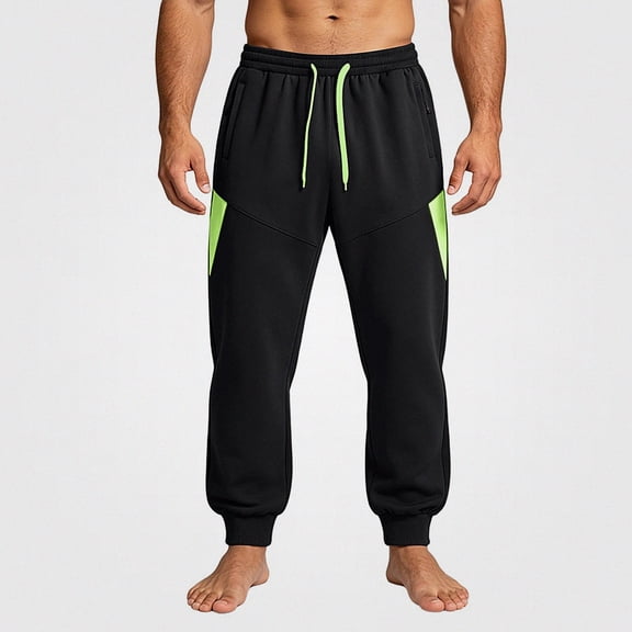 HOMADLES Men's Casual Jogger Pants Elastic Waist Loose Fit Sports Pants Solid Color Side Pockets Athletic Pants Black Size 2XL