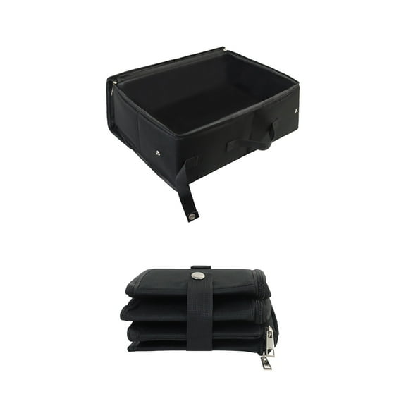 Harliver Portable Cat Travel Litter Box with Zipped Lid, Foldable Travel Litter Box, No Leakage, No Smell, Waterproof, Easy to Carry, Easy to Use in Hotels, Car (Black)