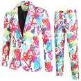 thumbnail image 2 of ZHOUCHANKIDS Men's Valentine's Day Long Sleeve Button Down Shirts Mens Valentine Day Printed Suit Set for Formal Dinner Dates Two Piece Jacket and Trousers Ensemble Pink M, 2 of 9