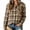 Khaki, variant on Women's Plaid Flannel Shirt Long Sleeve Collared Button Down Top Fall Western Going Out Cowgirl Blouse Fashion Colorful Plaid Shirt Orange S