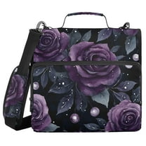 FORMRS Zipper Binder with Shoulder Strap 1.5-inch Ring 500 Sheet Capacity File Bag, Roses and Pearls