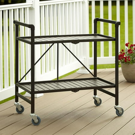 Patio Beverage Cart - Cosco Metal Slat Folding Serving Cart