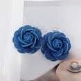 thumbnail image 6 of Camellia Flower Dangle Earrings for Women Cowboy Statement Big Exaggerated Fabric Hoop Huggie Blue Floral Studs Gold Plated Long Drop Dangling Earring Fashion Jewelry Gifts, 6 of 12